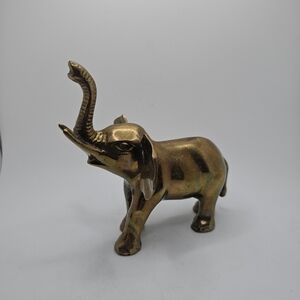 Vintage Brass Elephant Trunk Up Lucky 6"